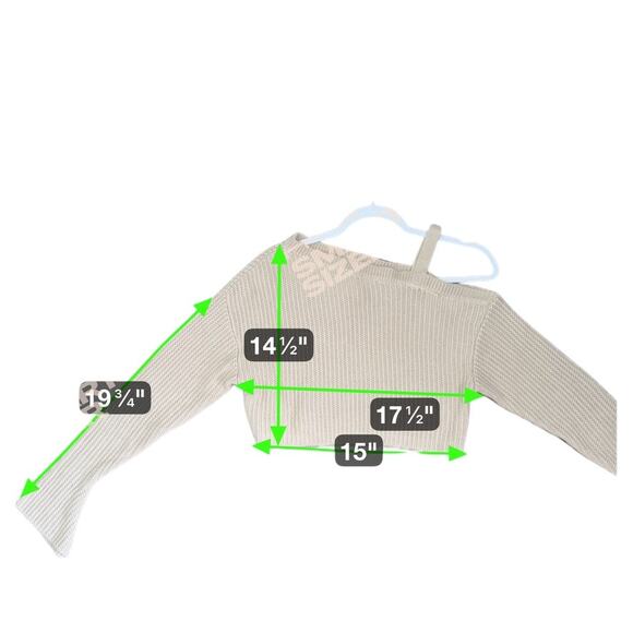 SER.O.YA Agnes Off The Shoulder Sweater Cropped Women XS Tan Knit Soft NWT - Picture 8 of 9